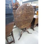 Victorian oak tripod tilting table