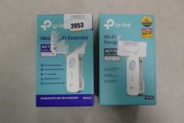 2 boxed TP-Link AC1750 mesh wifi extenders