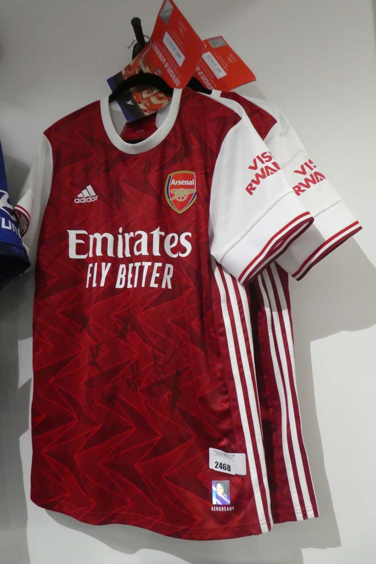 Singed team Arsenal shirt with 2 signed footballs with COA