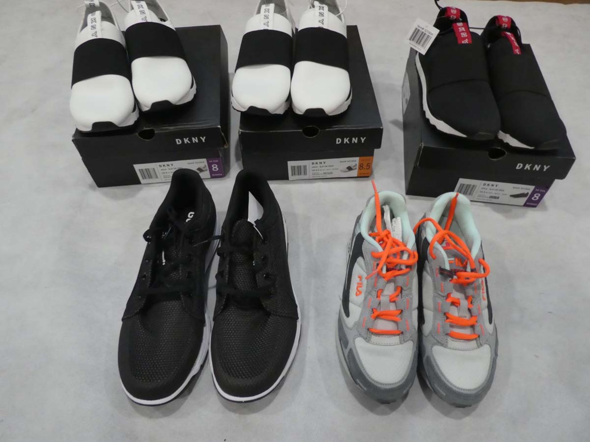 5 Boxed pairs of trainers shoes to include DKNY, Puma & Fila in various sizes