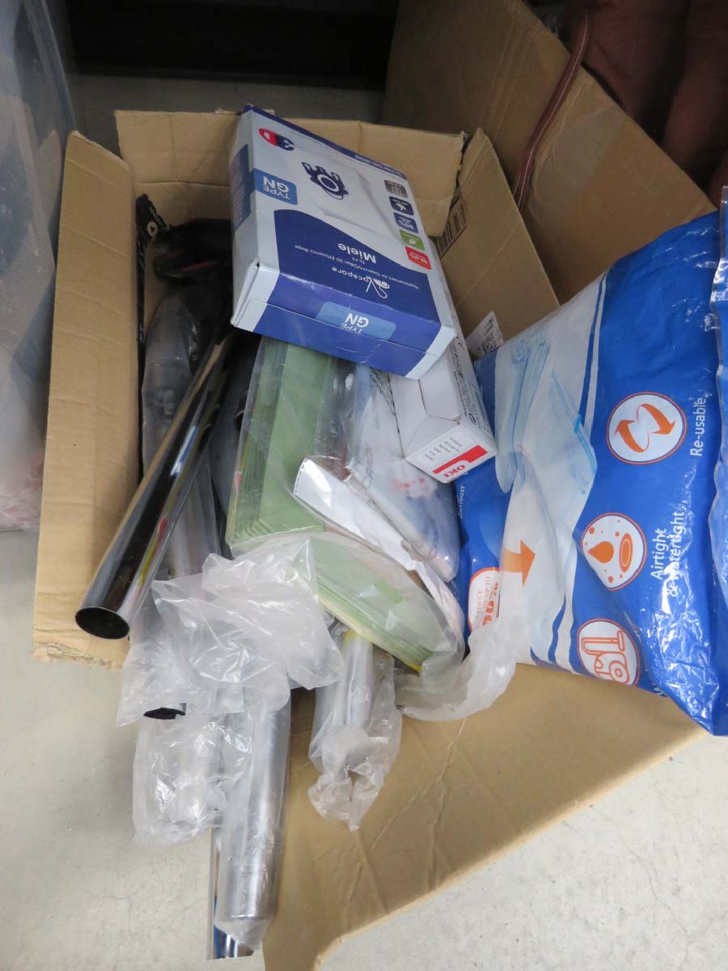 3242 - 2 boxes containing mixed misc. housewares, vacuum bags, pipes etc. - Image 2 of 2