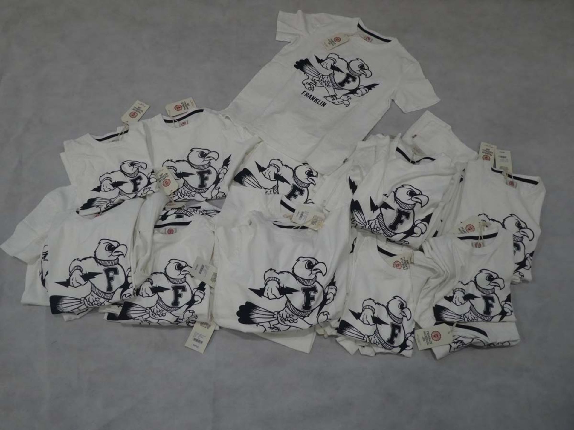 Selection of children's Franklin Marshall JNR bright white falcon t-shirts in various sizes