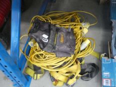 Quantity of items inc. toolbag, 110v extension cables, safety harness etc