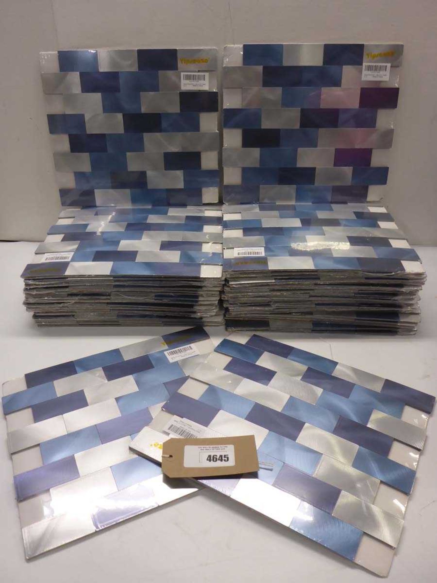 +VAT Approx 40 Yipscazo peel and stick blue and silver 12'' x 12'' tile back splash sheets