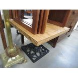 Bamboo finished square table on cast iron base