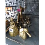 Quantity of brass animal figures plus a trinket box
