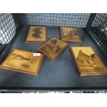 Cage containing 5x composite wooden pictures