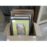 10 assorted watercolours and engravings to include country cottages, townscapes and churches