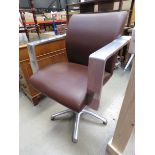 Leather effect and aluminium swivel office chair