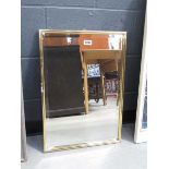Rectangular bevelled mirror in metal frame