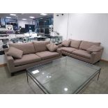 Pair of Dwell brown fabric 2 seater sofas