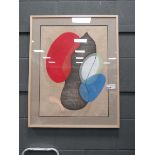 +VAT Abstract wall hanging in brown, blue and red