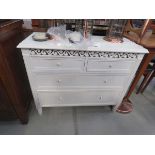 White painted chest of 2 over 2 drawers