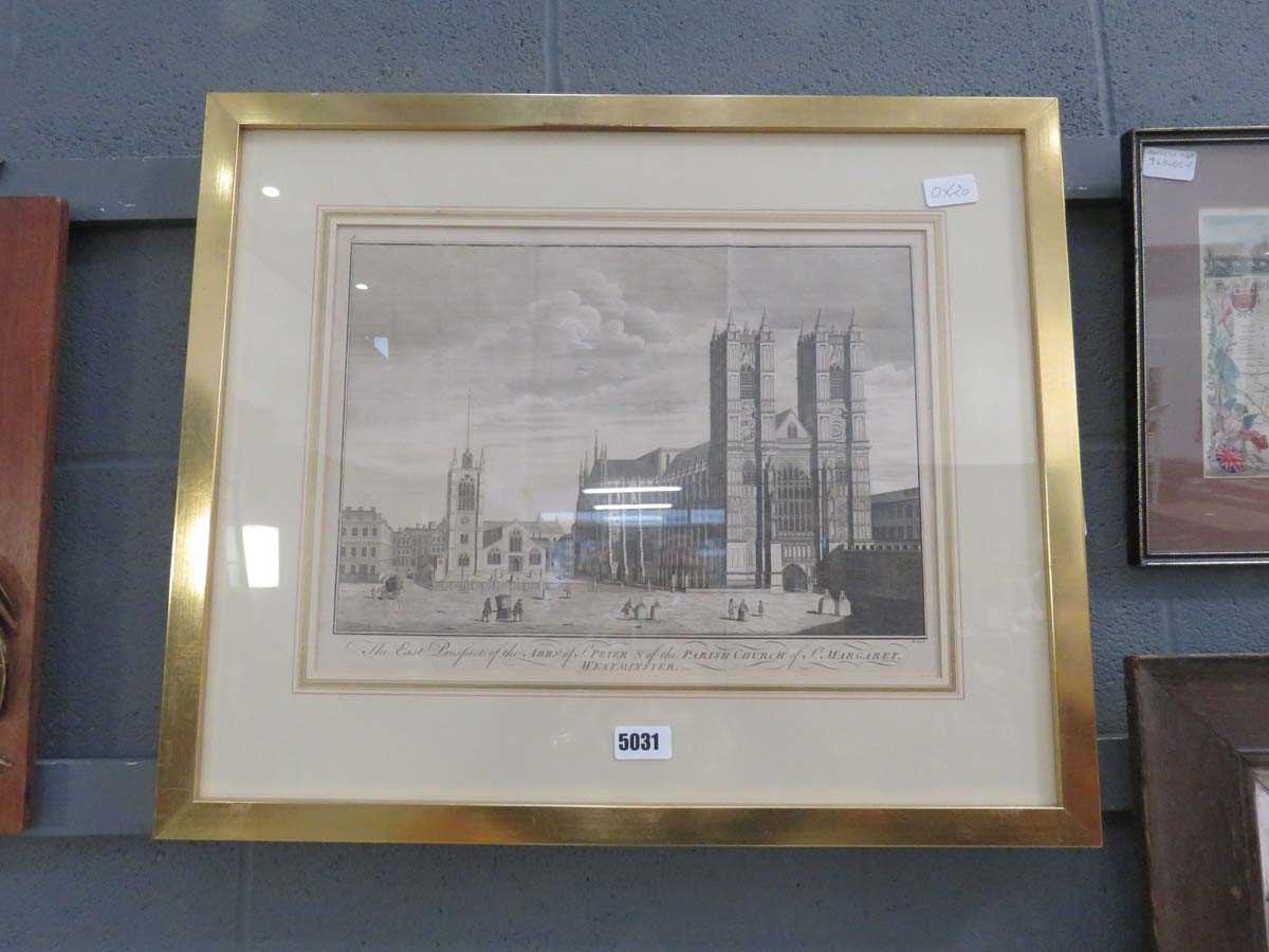 Framed and glazed engraving of Westminster