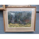 Framed and glazed picture depicting woodland