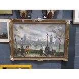 Oil on canvas of a view of London from the south bank