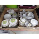 2 boxes containing floral patterned Denby crockery