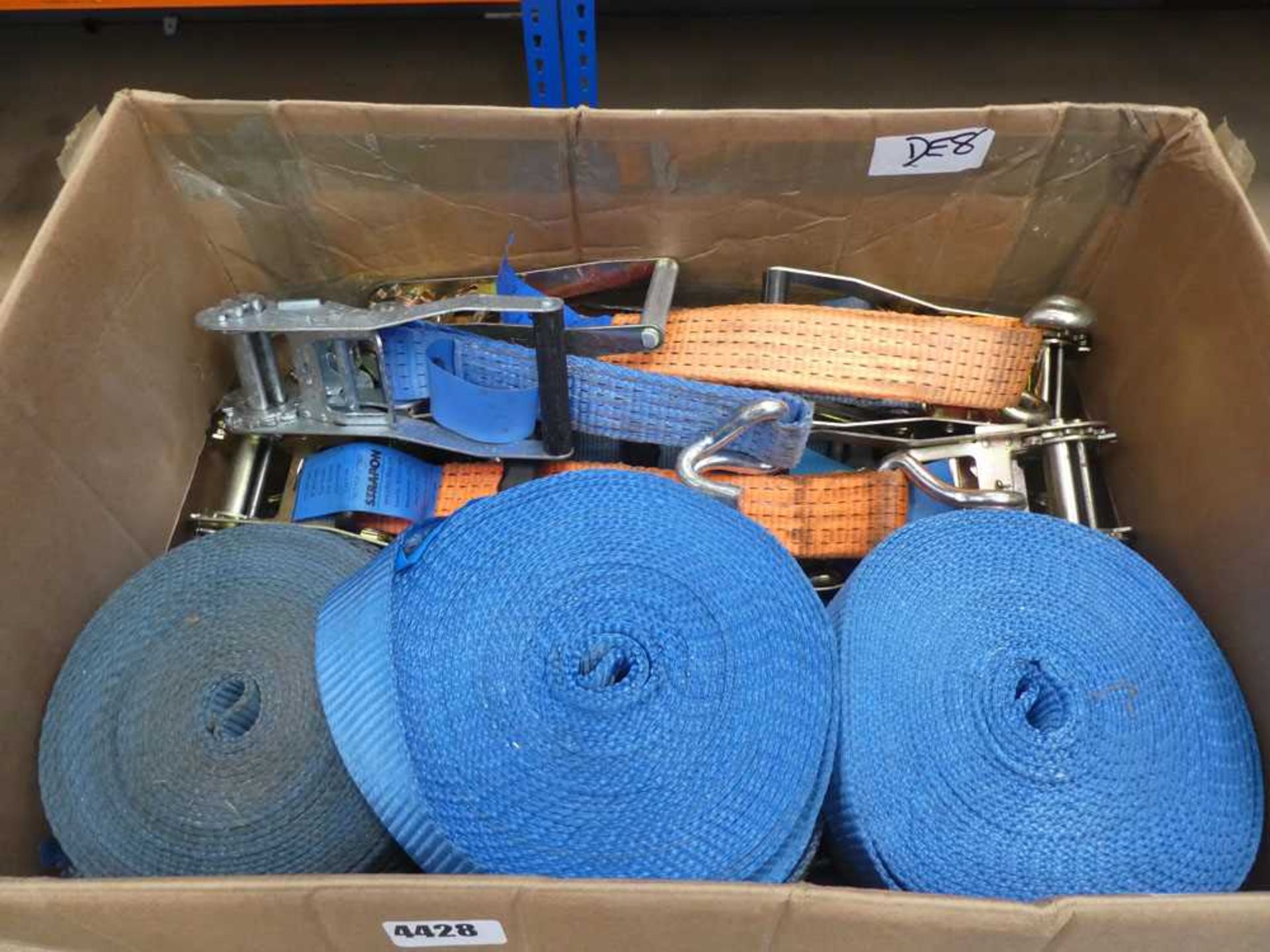 Box of used lorry straps