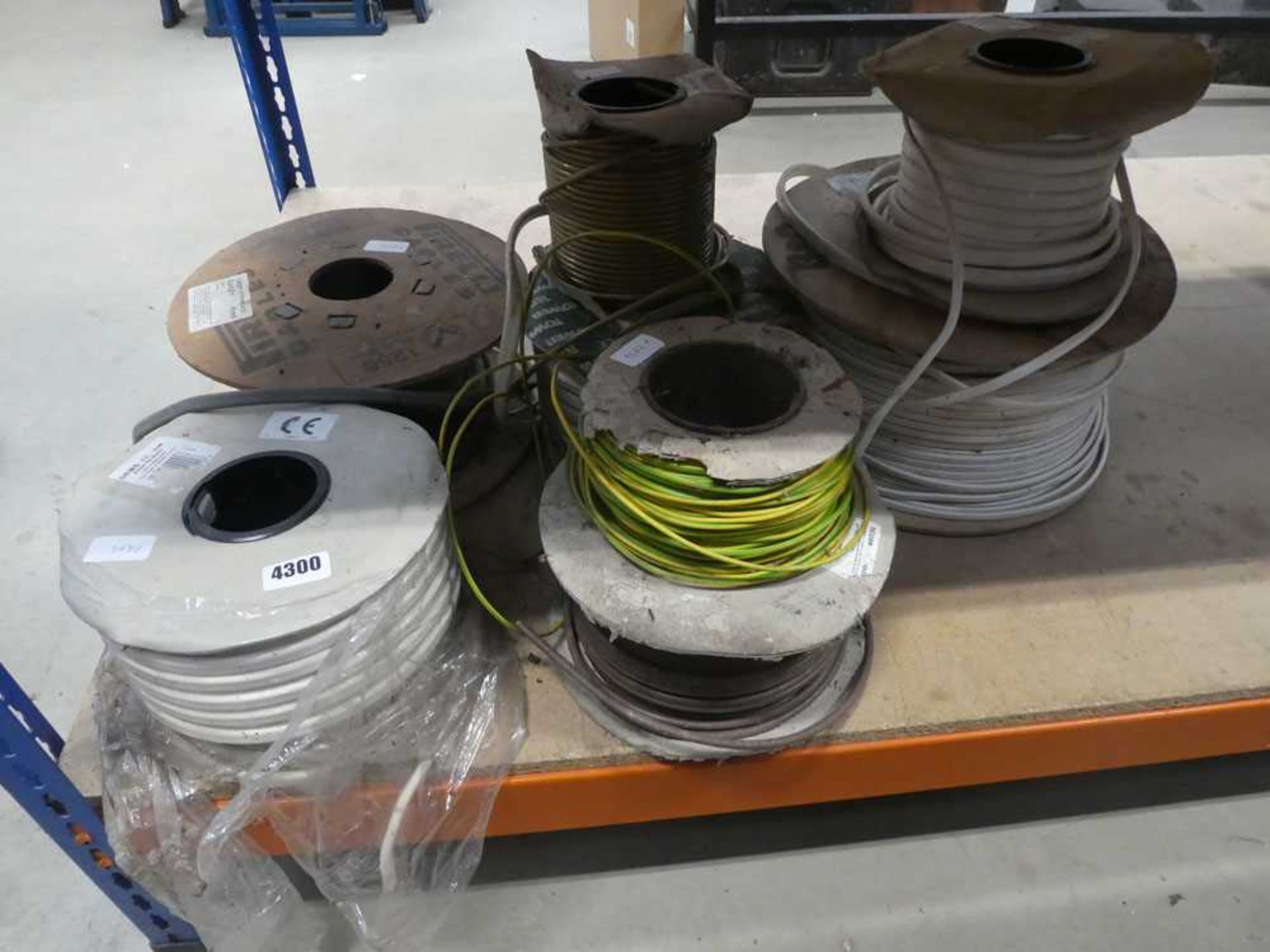 Eight reels of assorted cable