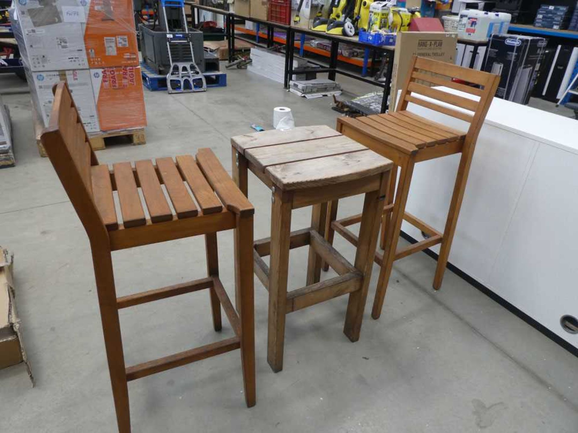 2 high stools and small low table