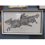 Charcoal drawing of horses