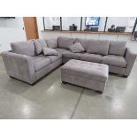 +VAT Grey fabric corner suite in 2 sections plus footstool