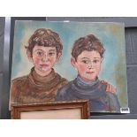 Oil on canvas study of 2 boys