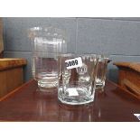 3 glass ice buckets