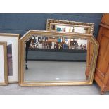 Bevelled over mantle with gilt frame plus rectangular mirror