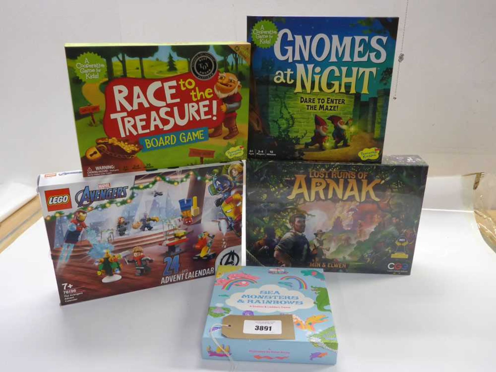 +VAT Lost Ruins of Arnak board game, Gnomes at Night, Race to the Treasure, Snakes & Ladders and