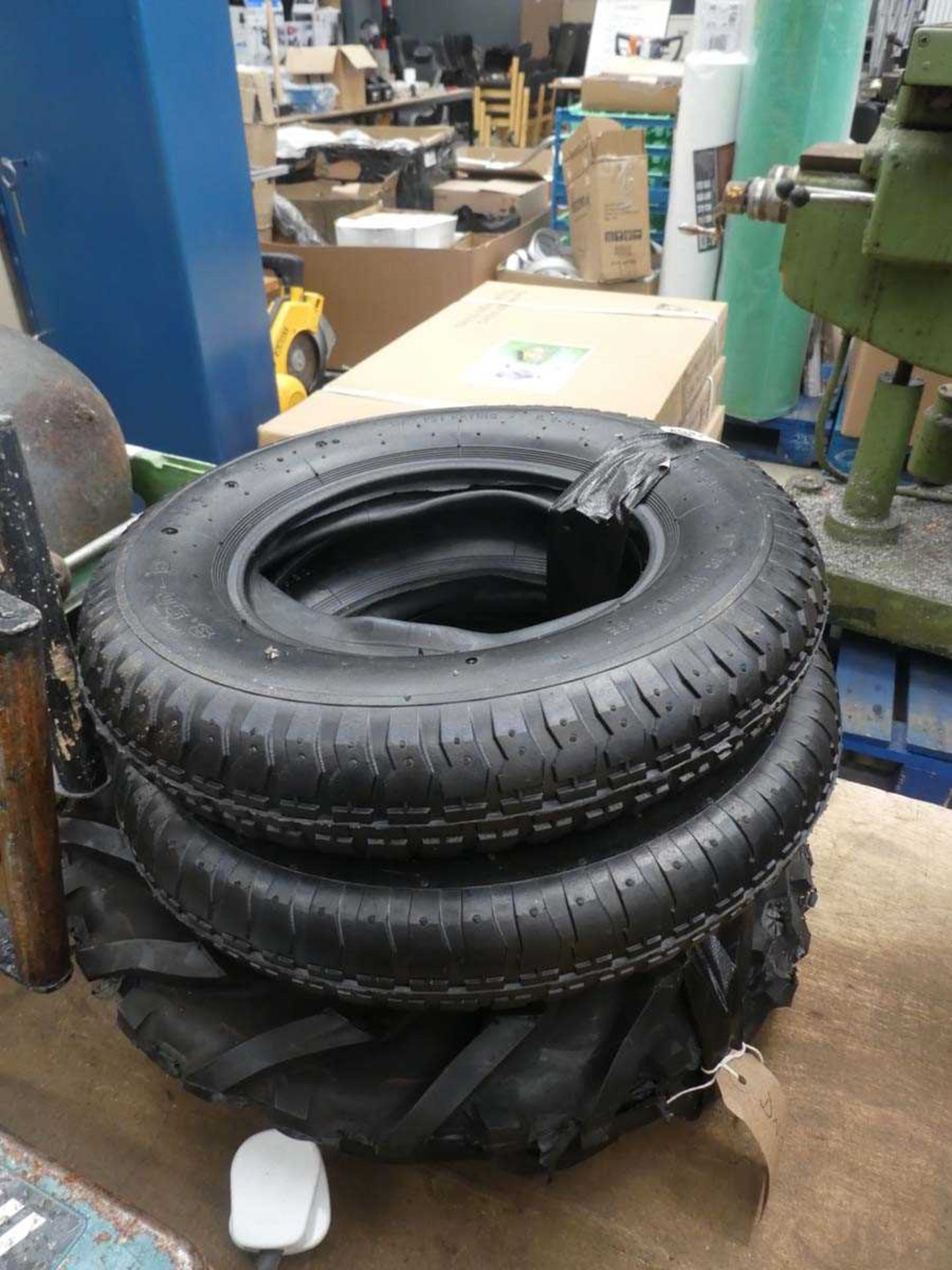 5 assorted small wheelbarrow tyres
