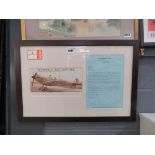 +VAT Framed and glazed print of spitfire with letter from the society