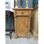 Pine pot cupboard with single drawer over