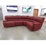 Maroon suede effect corner suite in 4 sections