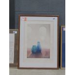 +VAT Framed and glazed print with green and blue vases