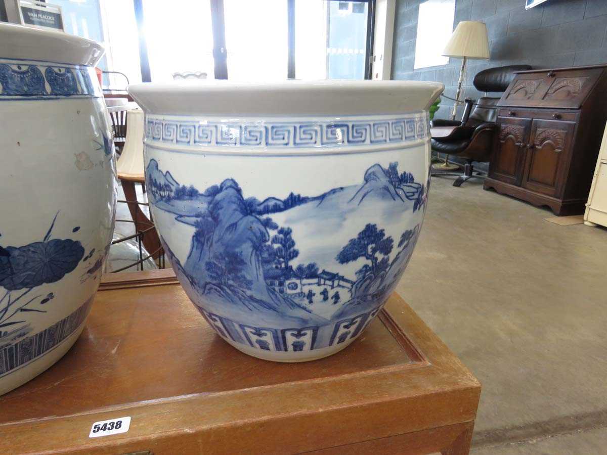 Blue and white Chinese fish bowl