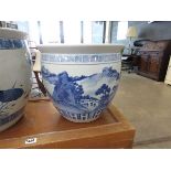 Blue and white Chinese fish bowl