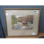 (B) Framed and glazed watercolour of cottage by W.W. Collins