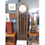 Oak dome topped long case clock