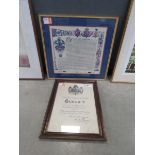 +VAT Framed and glazed Swedish certificate plus 2 framed and glazed certificates