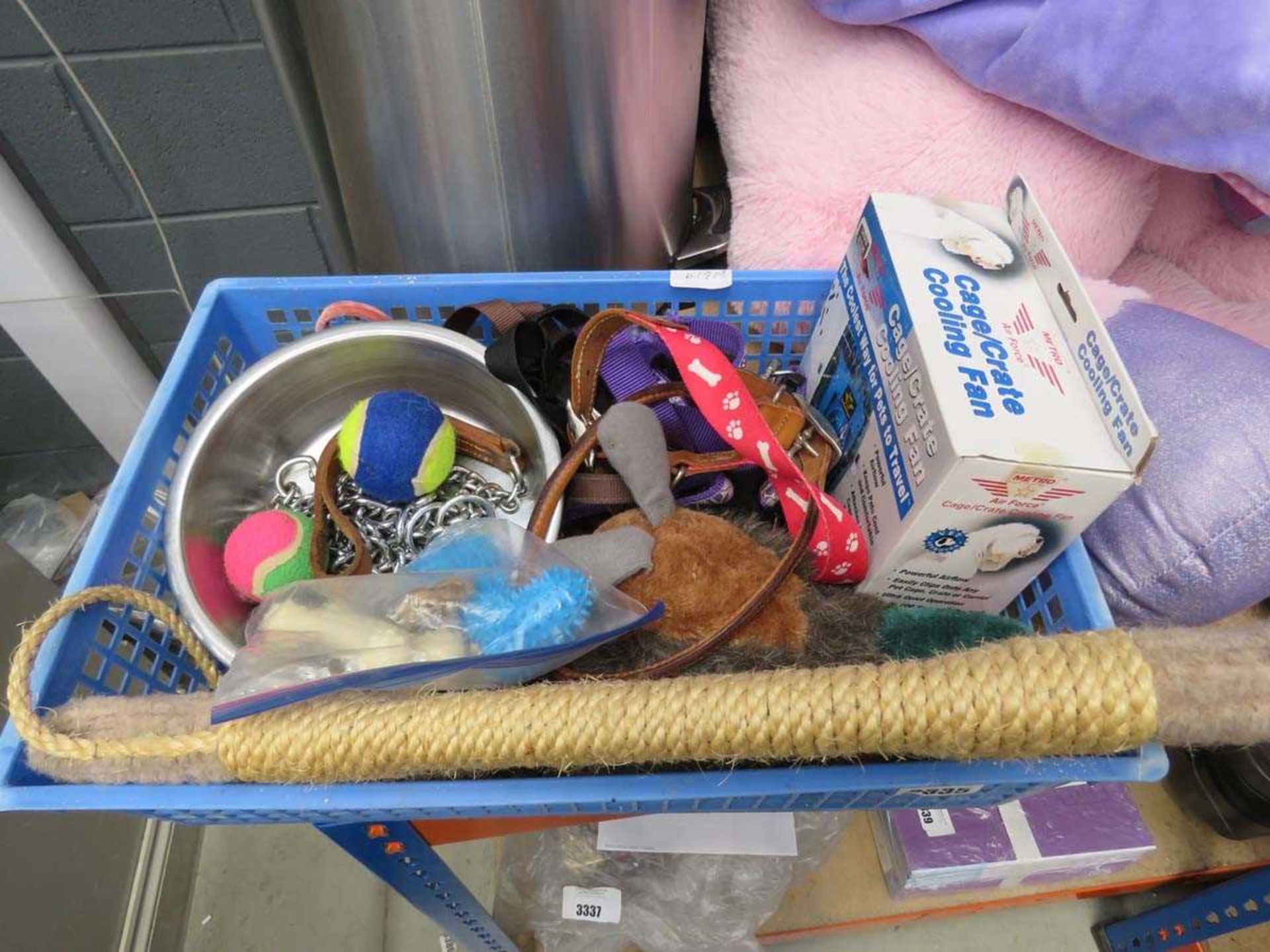 Small tray of pet accessories