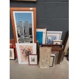 Large quantity of prints to include The World Trade Center, country scenes and Mediterranean villas