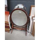 Swing mirror, 3 panelled mirror and an oval bevelled mirror