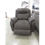 +VAT Grey suede effect electric reclining armchair