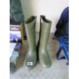 Pair of green wellington boots, size 10