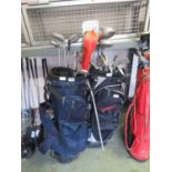 2 golf bags with quantity of mixed brand clubs