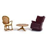 A Sindy reclining lounge chair, side table and rocking chair (3)