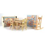 A Combex Amanda Ann dining table and chairs and two rocking chairs, two boxed (qty)