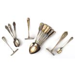 A set of six William IV silver fiddle pattern teaspoons, maker (?)HL, London 1836, together with