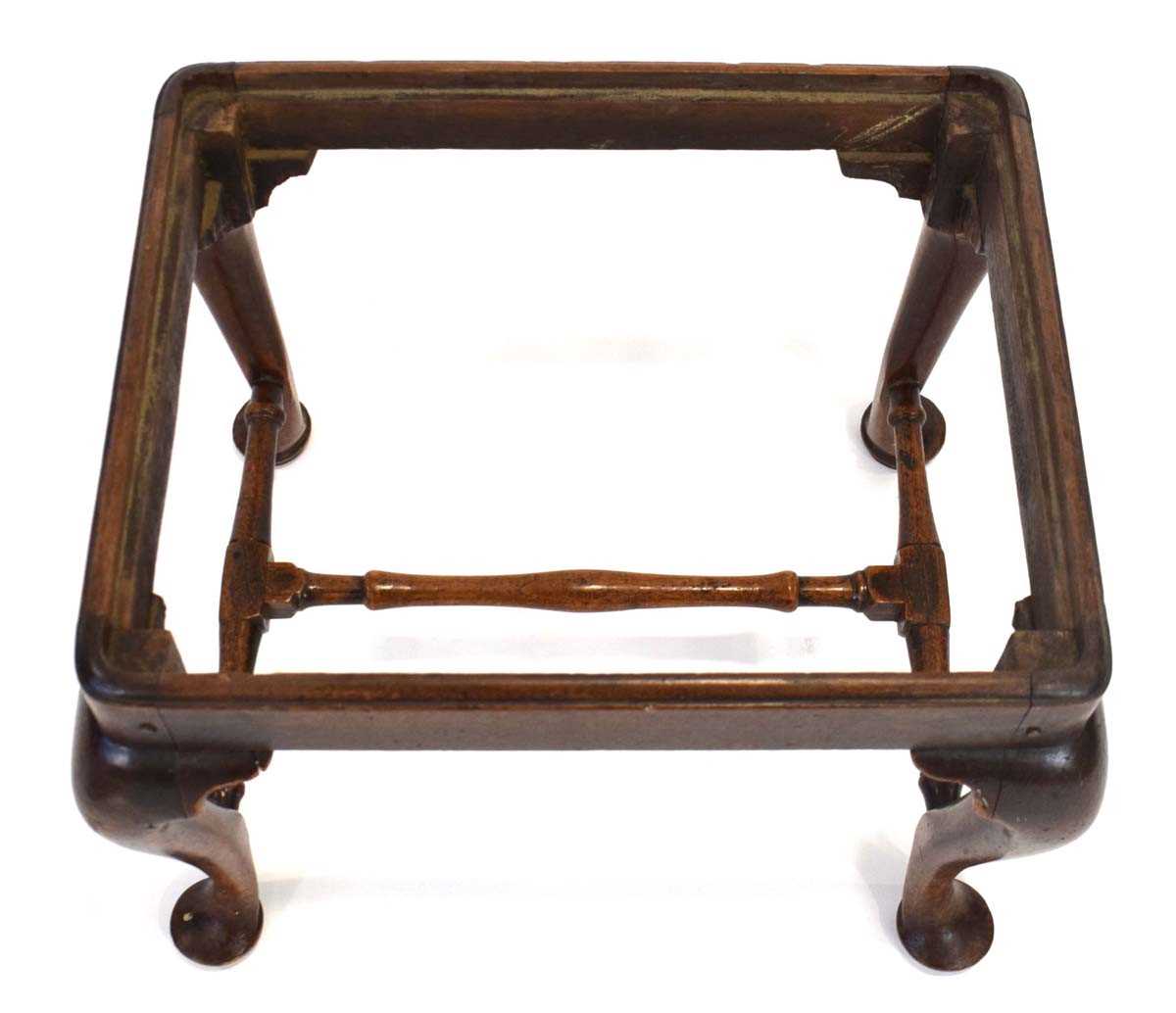 An 18th century and later stool with cabriole legs, an X-stretcher and later embroidered drop-in - Image 3 of 7